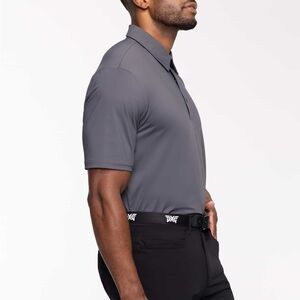 PXG Parsons Xtreme Golf Stretch Grey Polo Short Sleeve Shirt Grey White Logo